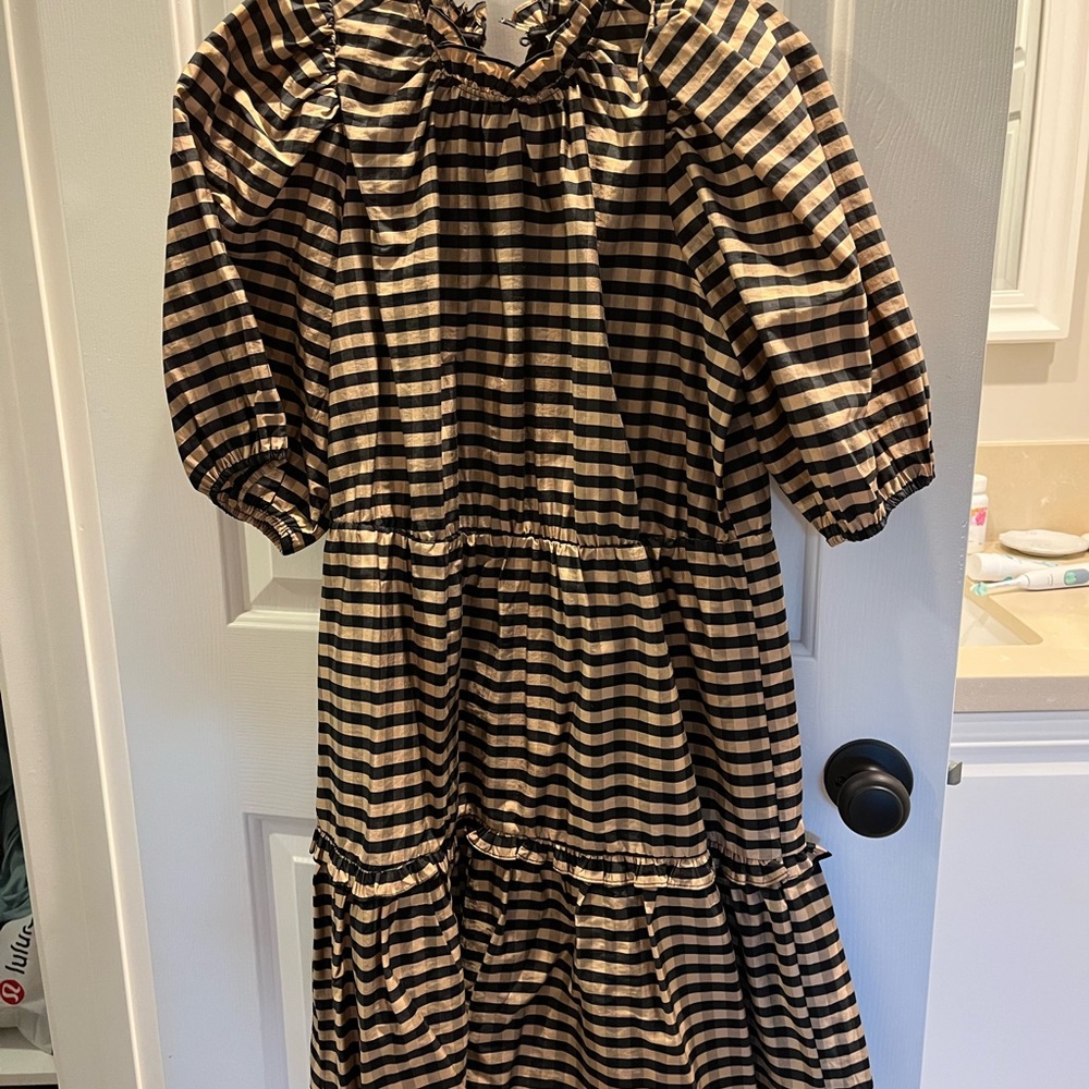 Marie Oliver Black and Tan Checkered Dress
